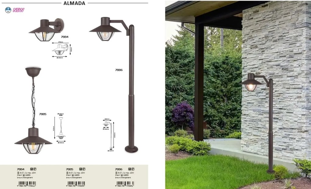 Aplica de perete pentru iluminat traditional, stil modern IP44 Almada 7884 RX
