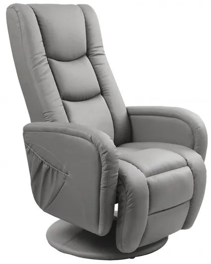 Fotoliu recliner cu functie de masaj Pulsar piele ecologica gri H106 cm