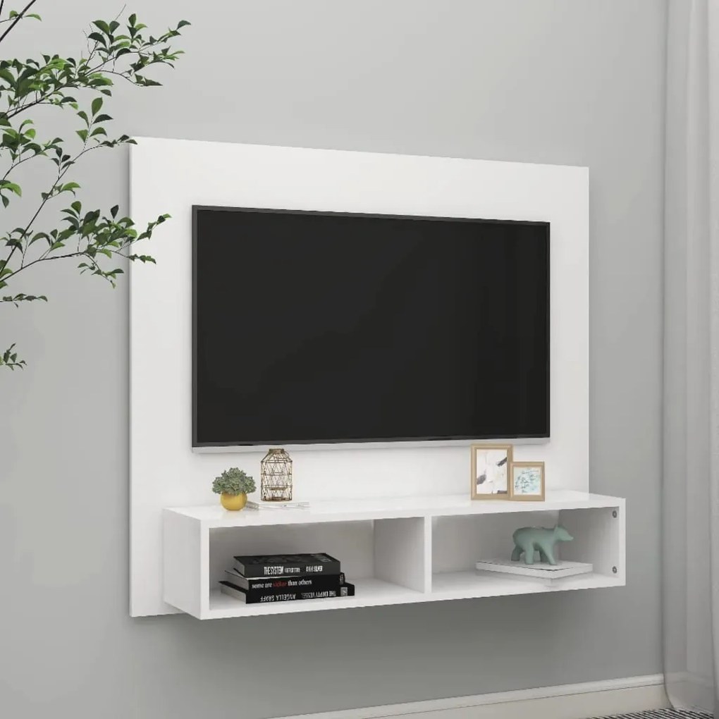 808260 vidaXL Dulap TV montat pe perete, alb, 102x23,5x90 cm, PAL