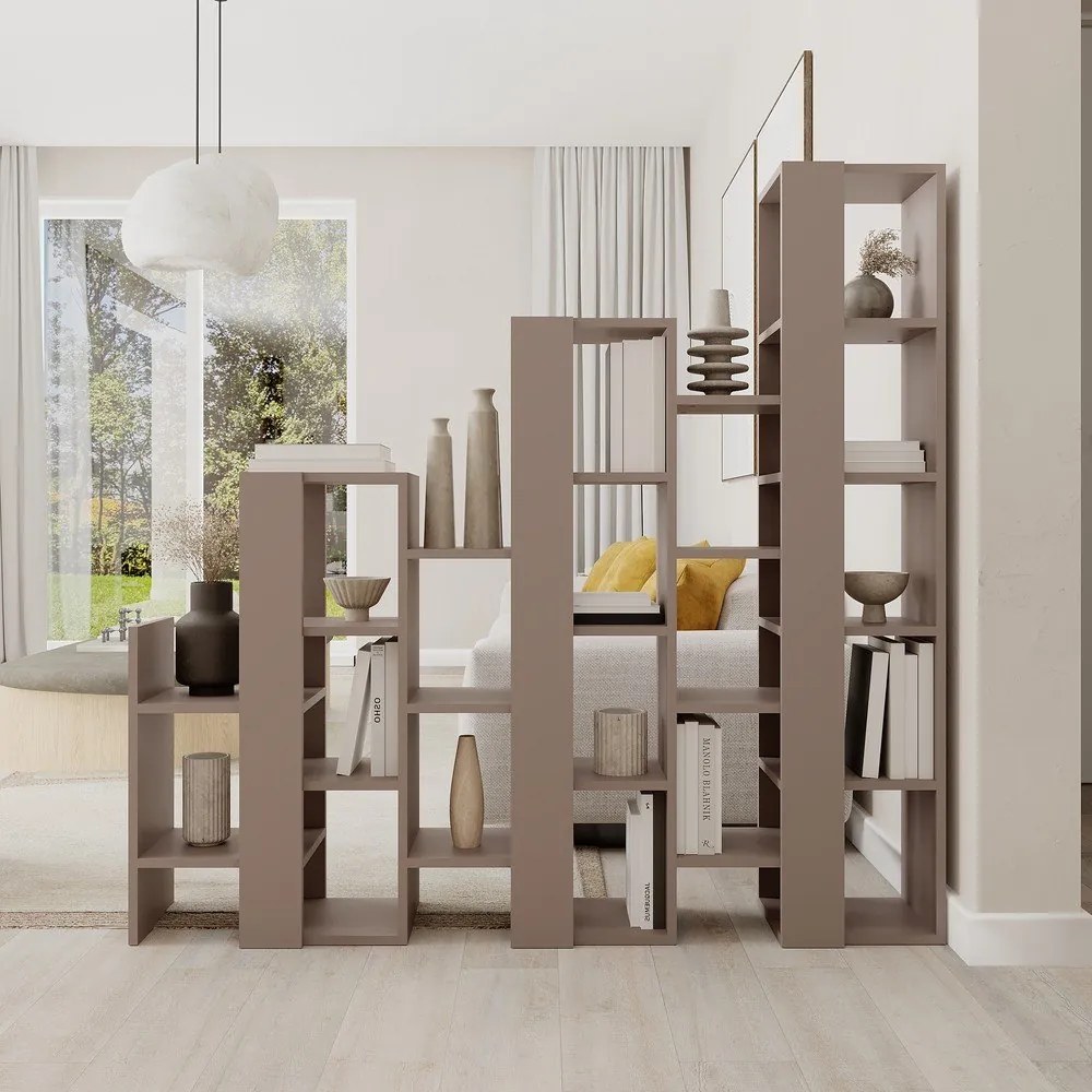 Etajeră gri/bej 158x151 cm Anissa – Marckeric