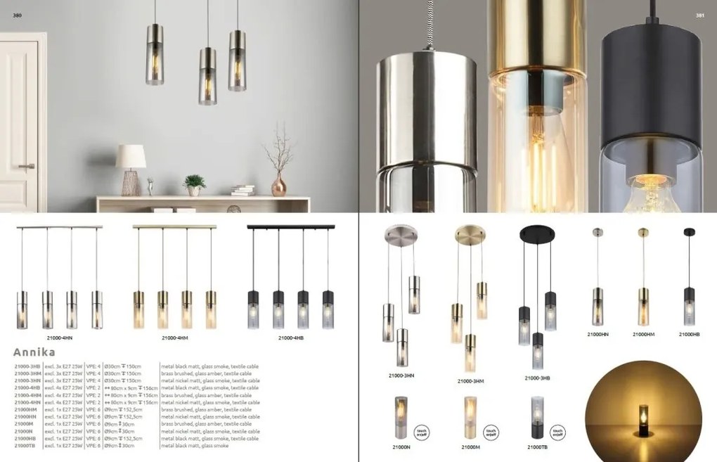 Lustra cu 3 pendule design modern ANNIKA negru