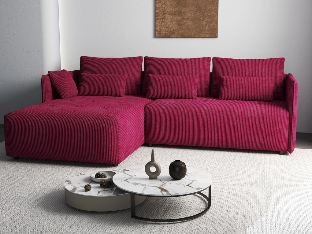 Colțar extensibil dumonde cu ladă de depozitare si sezut confortabil din spuma high-density, Malta Zoom Red 235x185 cm