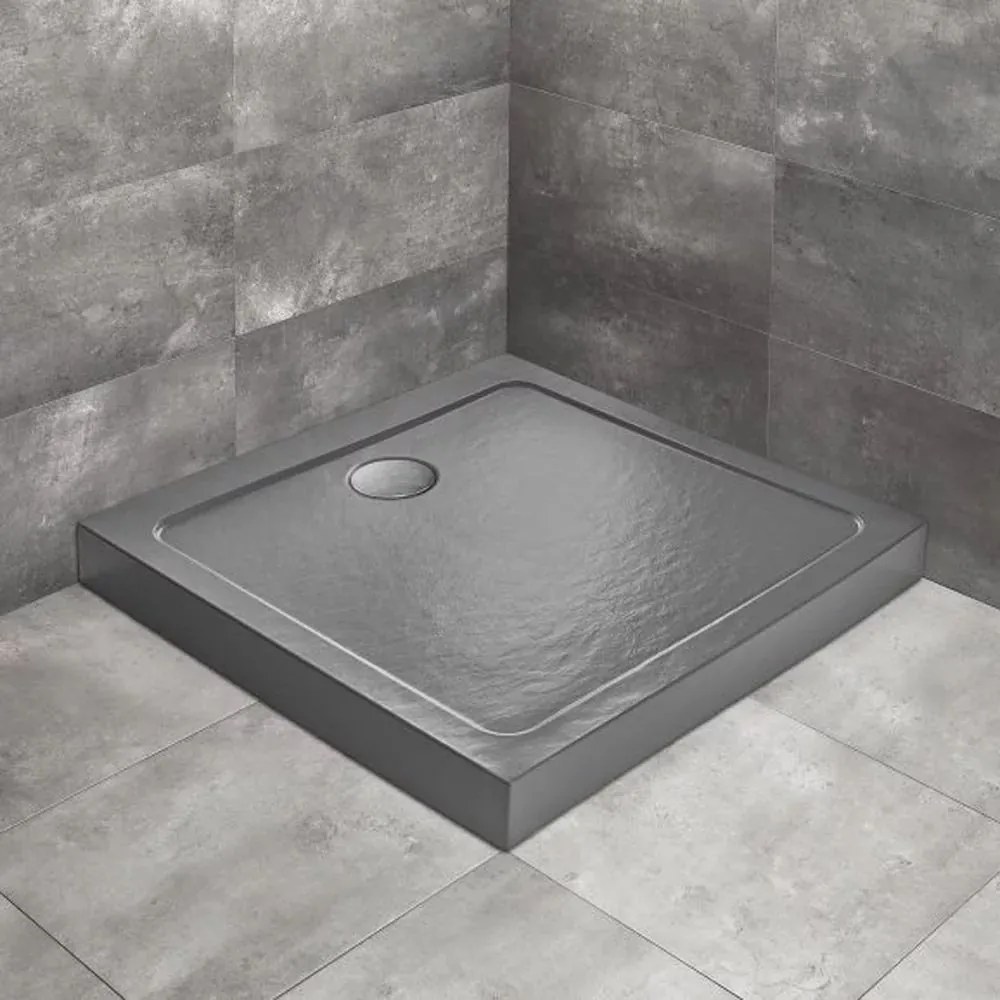 Cadita dus patrata Radaway Doros C Compact Stone 90x90 cm acril antracit