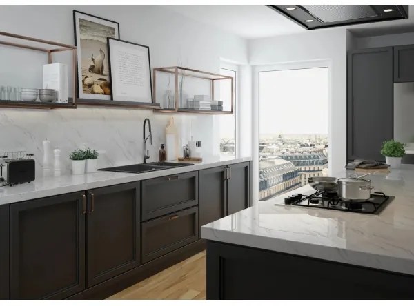 Deante BGB_B720 - Baterie chiuvetă GERBERA negru/crom cu braț flexibil