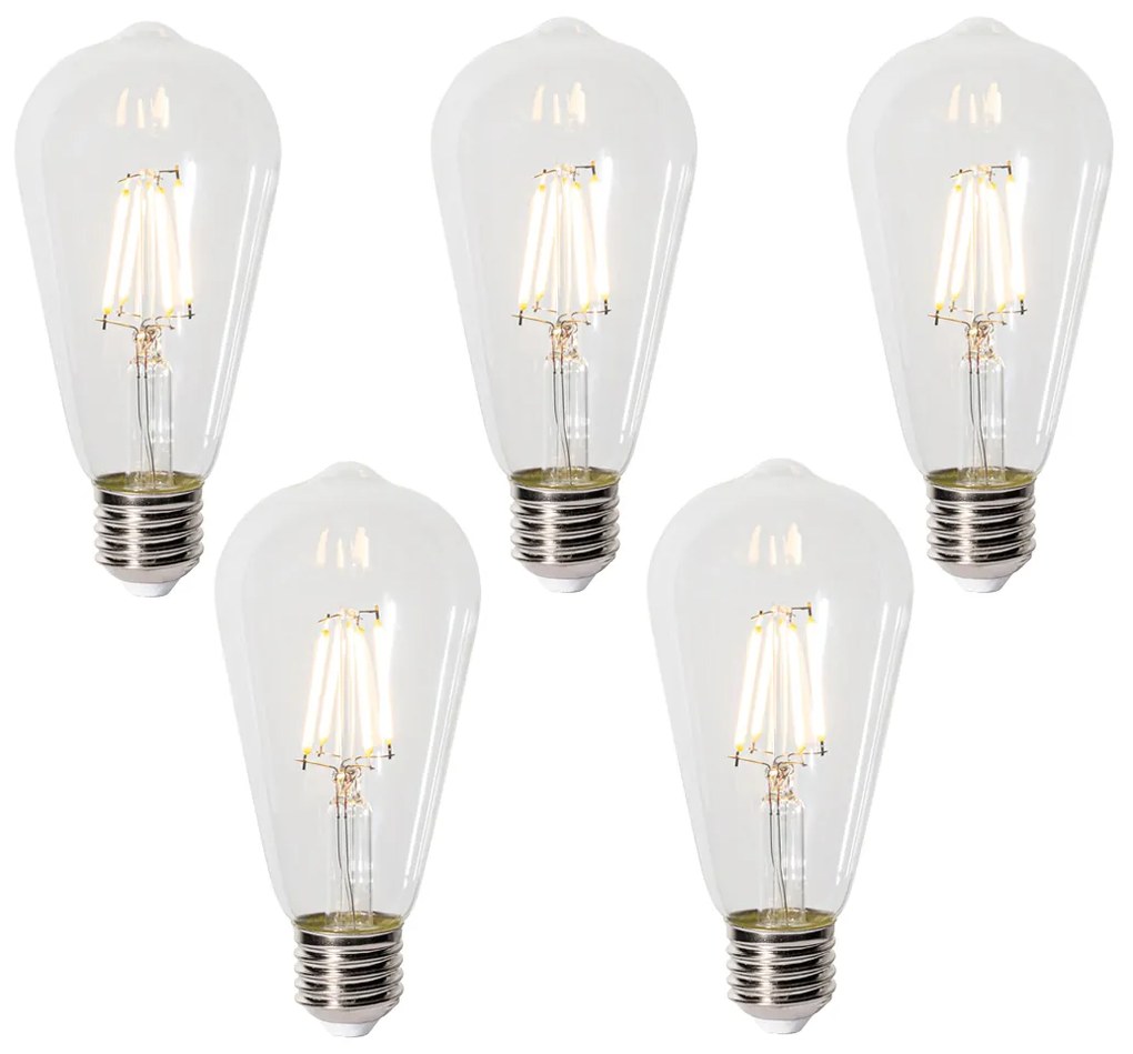 Set 5 becuri E27 dimbare LED lamp ST64 clear 5W 450 lm 2700K