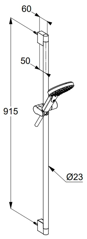 Set de dus Kludi Dive X 1S cu bara 90 cm, para si furtun crom lucios