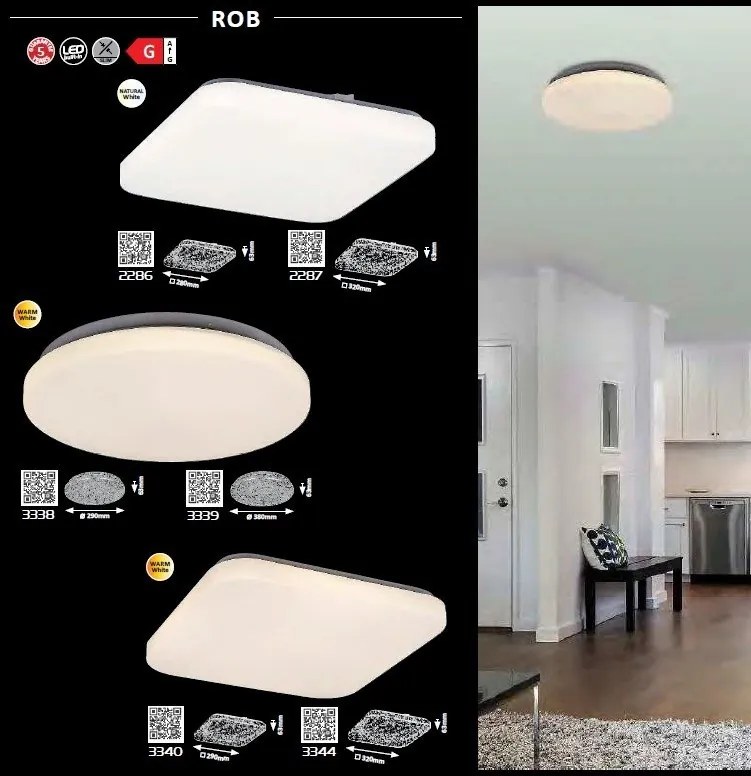 Plafoniera LED design slim modern Rob 29x29cm