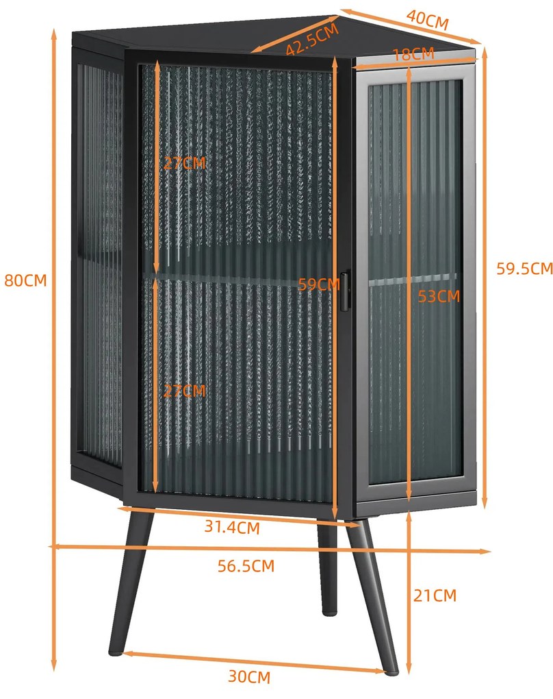 Dulap colțar cu ușă din sticlă, Negru | Aosom Romania
