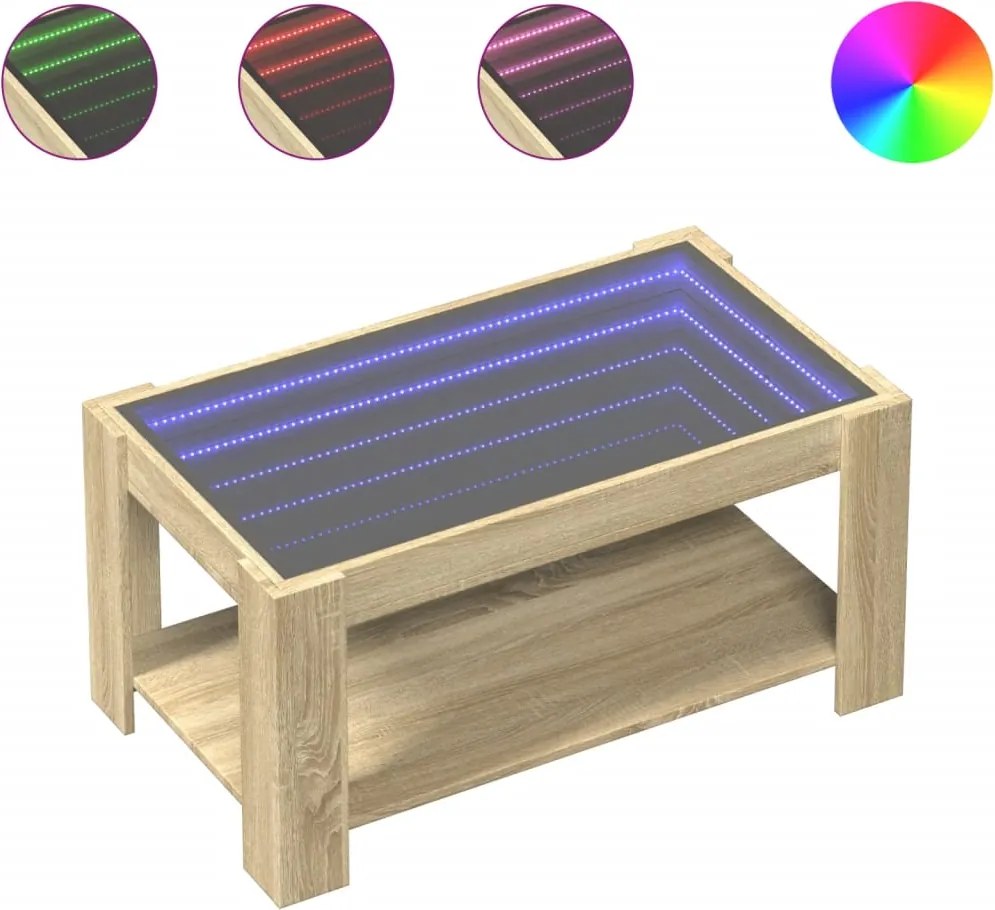vidaXL Măsuță de cafea cu LED stejar sonoma 93x53x45 cm lemn prelucrat