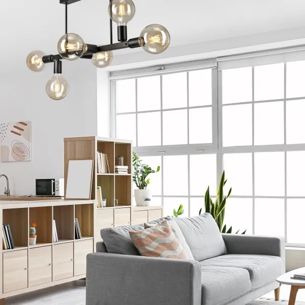 Lustră pe tijă ASTRID 6xE27/60W/230V negru