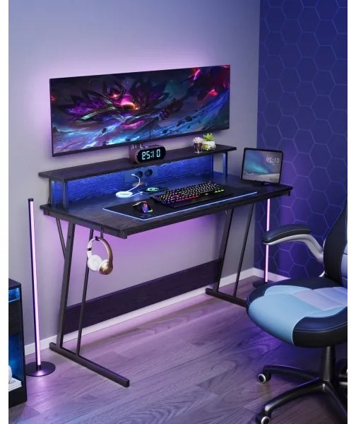 Birou SOLEA-X cu iluminare ambientală, negru