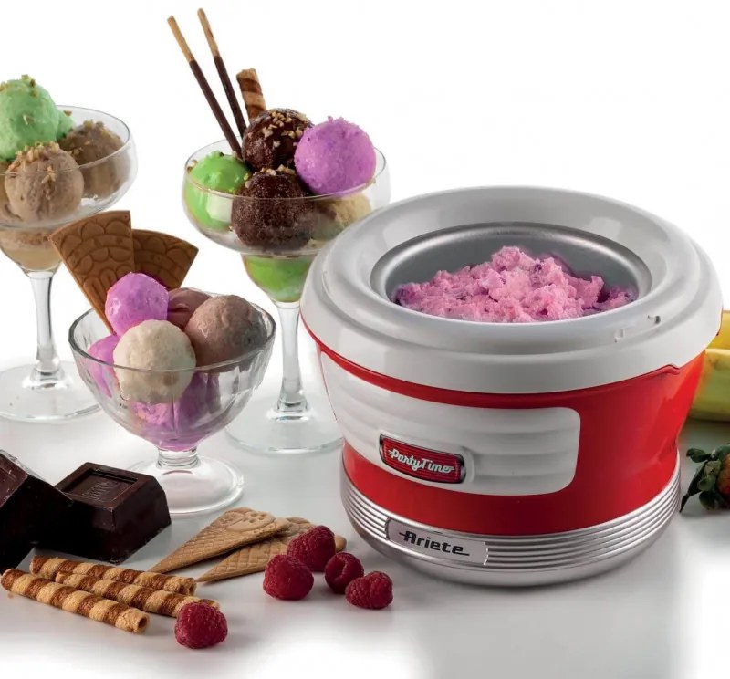 Aparat preparare inghetata Ariete PARTY TIME 0643/00, 12W, 1.5 L, 30 min, Bol mobil, Rosu