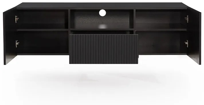 Comodă TV Nicole suspendată 150 cm cu nișă - negru / negru mat