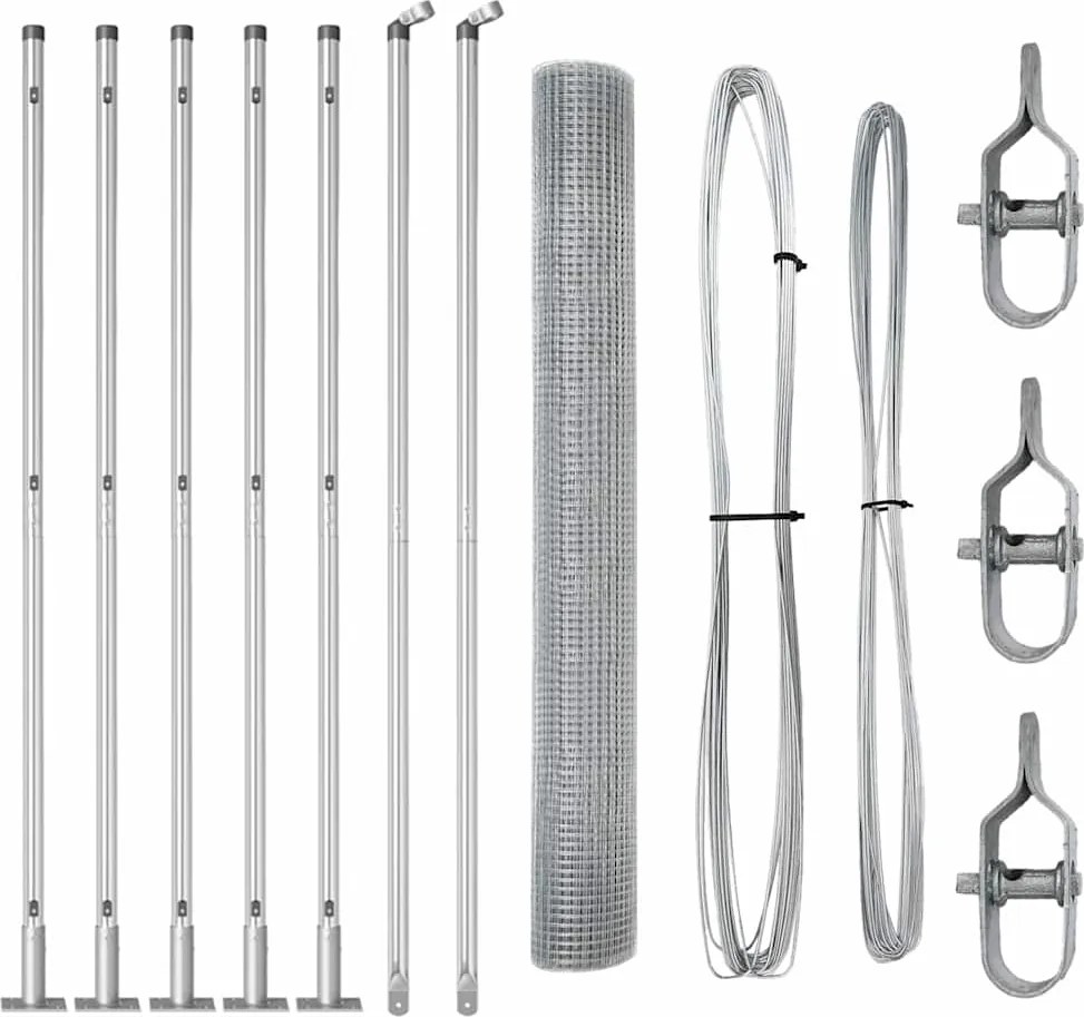 vidaXL Stâlp de gard. Argintiu 10 x 0,8 m ( plasă de 19 x 19 mm) Oțel