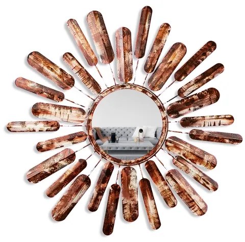 Oglindă de perete SUN d. 75 cm maro