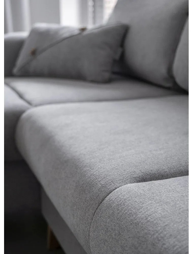 Colțar extensibil cu șezlong pe partea stângă Miuform Scandic Lagom, gri deschis