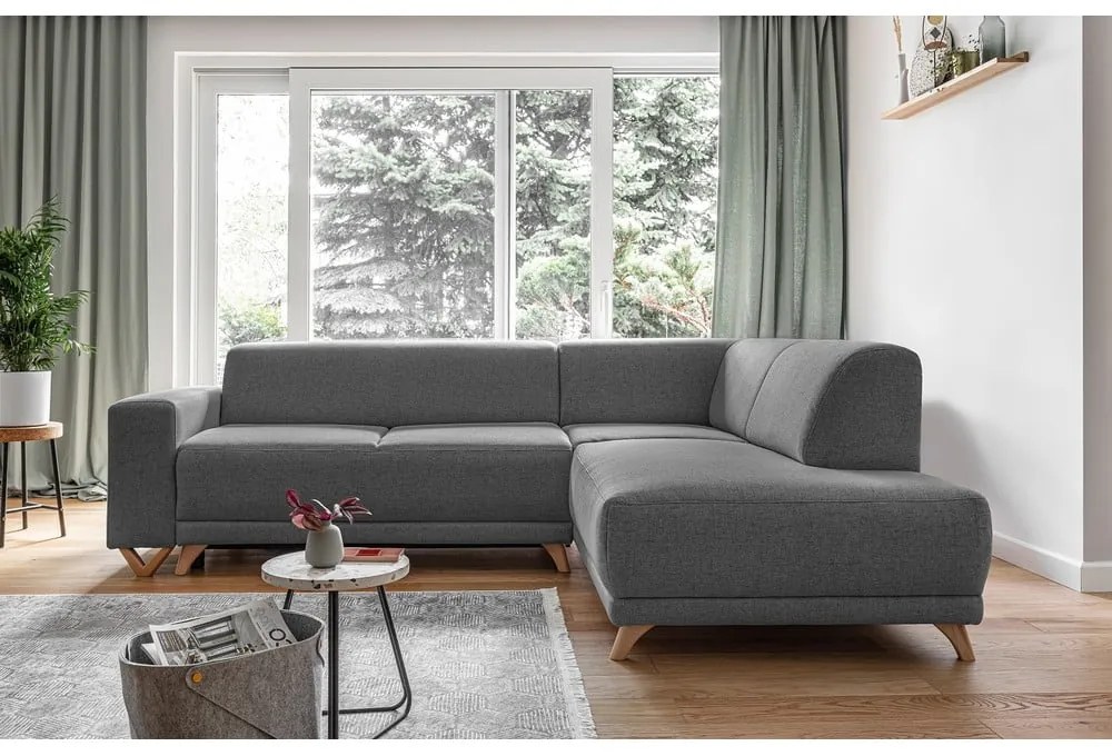 Colțar gri extensibil/cu spațiu de depozitare (cu colț pe partea dreaptă/în formă de ”L”) Classy Sophie – Miuform