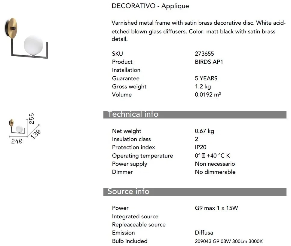 Aplica de perete design minimalist BIRDS AP1