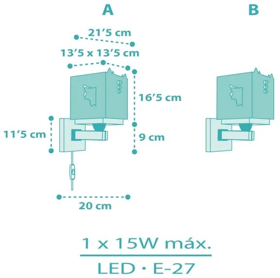 Aplică pentru copii LITTLE DRAGON 1xE27/15W/230V Dalber 64389