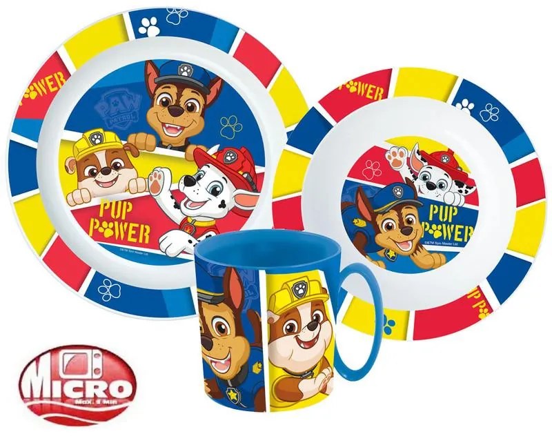 Patrula Cățelușilor Set de masă Pup Power, set din plastic micro cu cană 350 ml