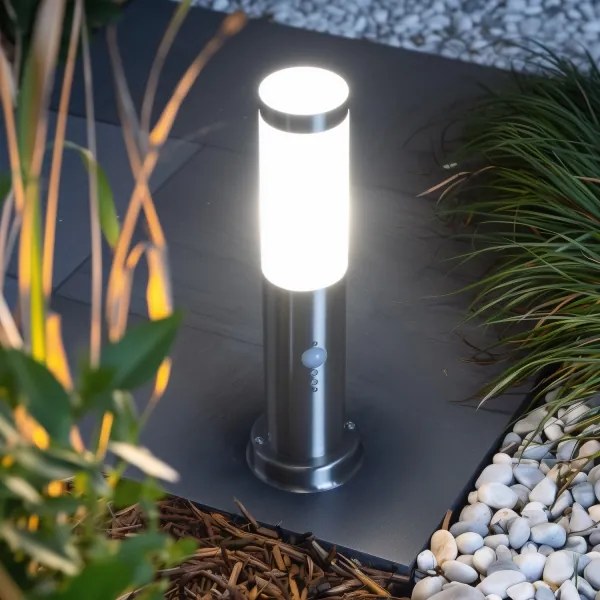 Brilagi - Lampă de exterior cu senzor NOVA 1xE27/15W/230V 40 cm IP44 crom mat
