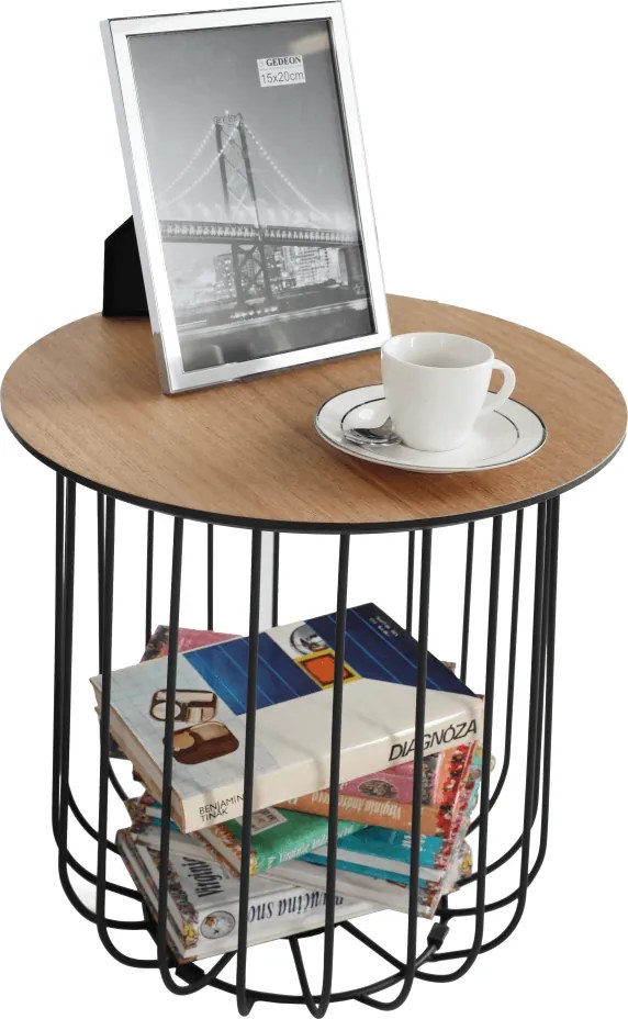 Set de două mese de cafea, stejar / negru, GROTO