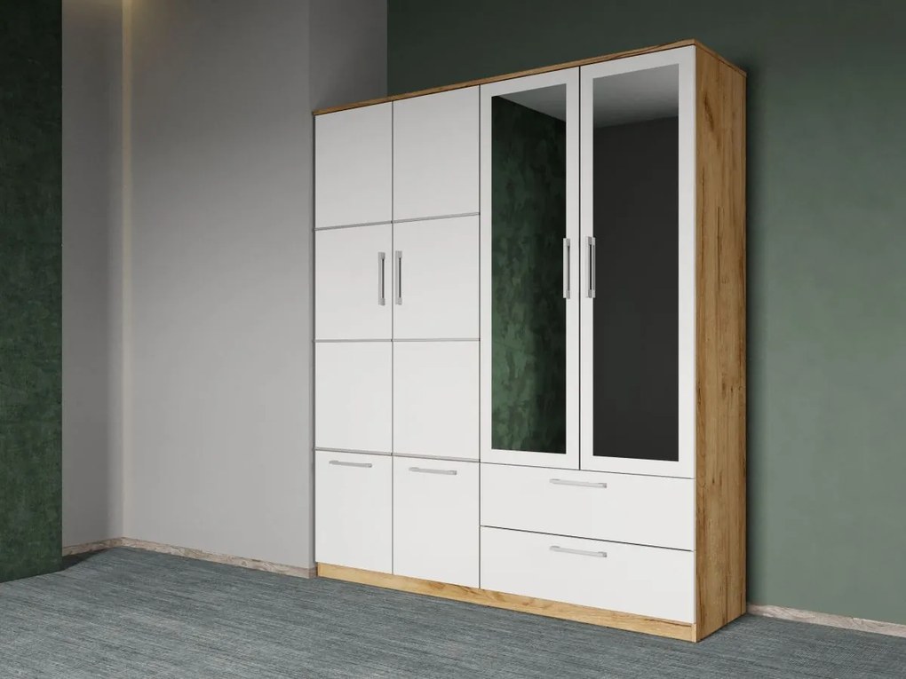 Set mobila dormitor 4 piese Alb/Stejar Adapto C08
