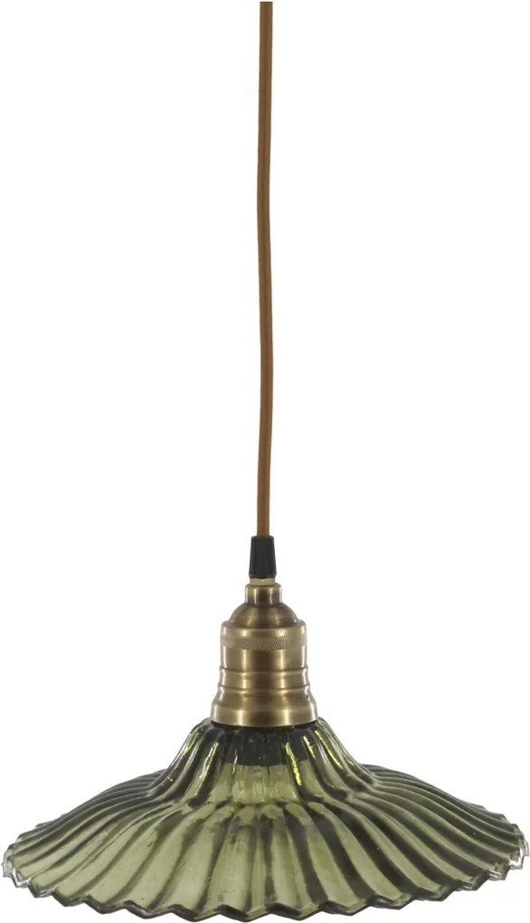 Lustra din sticla si alama, verde, H14/D26cm, 40W