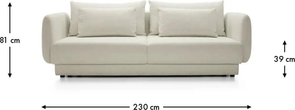 Canapea lemn masiv extensibilă Evora 230x114 cm