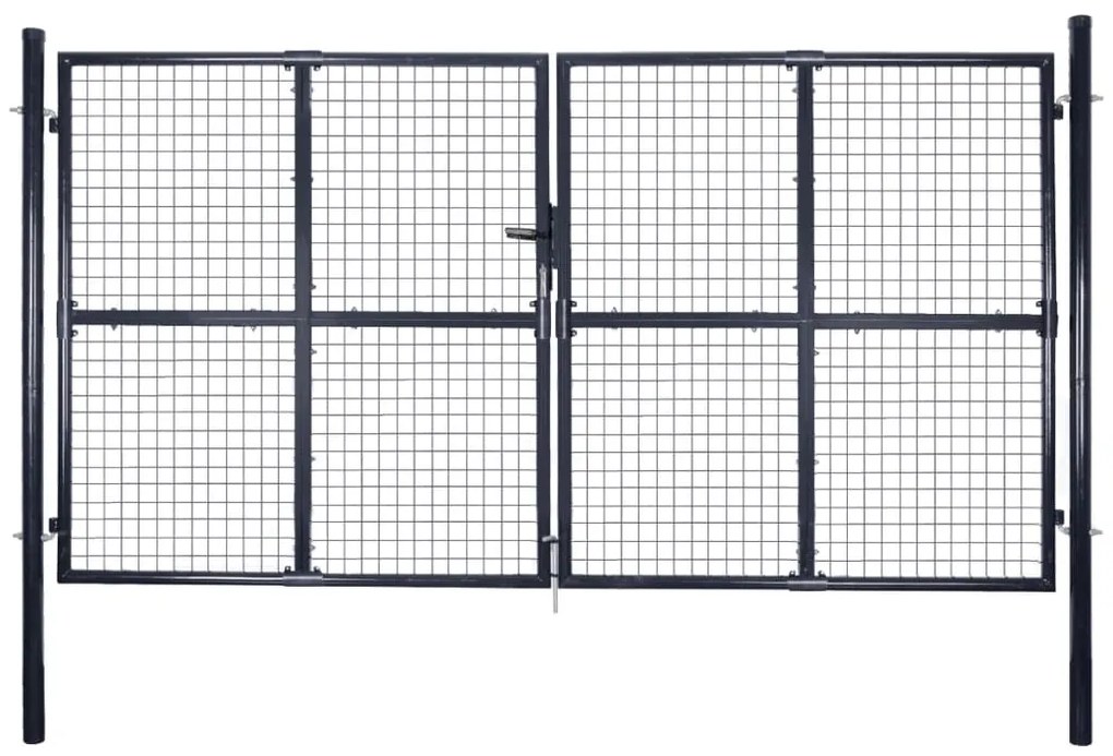 vidaXL Poartă din plasă de grădină, gri, 289x175 cm, oțel galvanizat