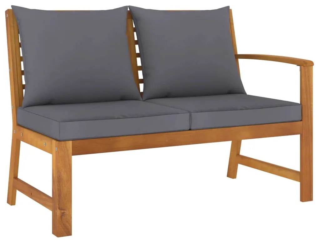 vidaXL Bancă de grădină, perne gri închis, 114,5 cm, lemn masiv acacia