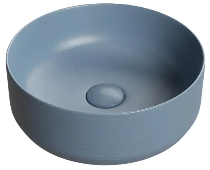 Lavoar baie pe blat, albastru mat, rotund, linii 3D, Foglia, Line Albastru mat