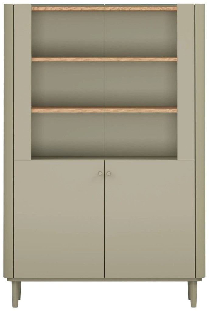 Vitrină cu picioare Elivo 100 cm cu două uși - eucalipt / stejar baltic dune