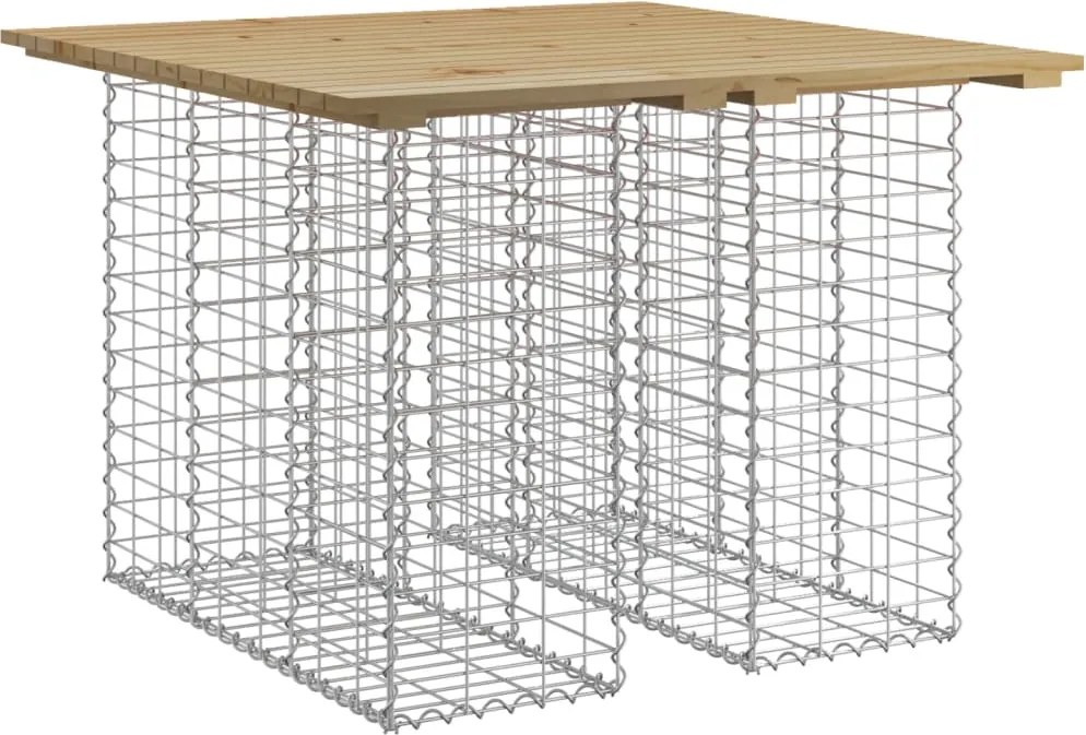 vidaXL Masă de grădină cu gabioane, 100x102x72 cm, lemn tratat de pin