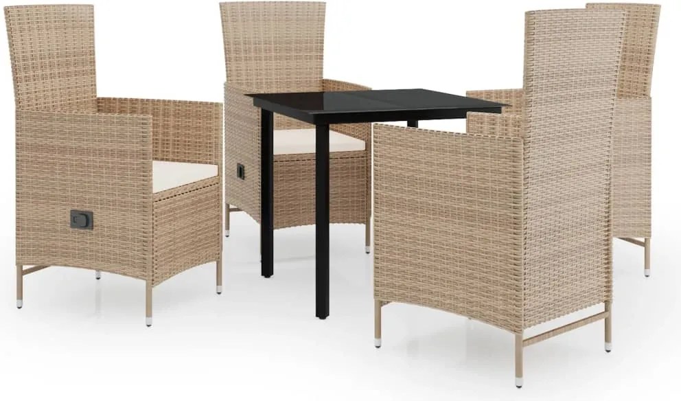 vidaXL Set mobilier pentru grădină, cu perne, 5 piese, bej