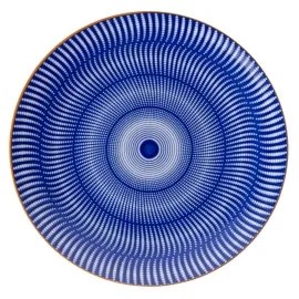 Set veselă 24 piese, porțelan, albastru/portocaliu