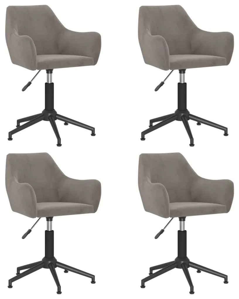 3092578 vidaXL Scaune de masă pivotante, 4 buc., gri deschis, catifea