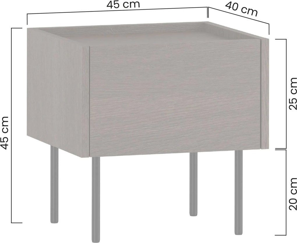 Noptieră Dunari cu sertar 45 cm - stejar dunin