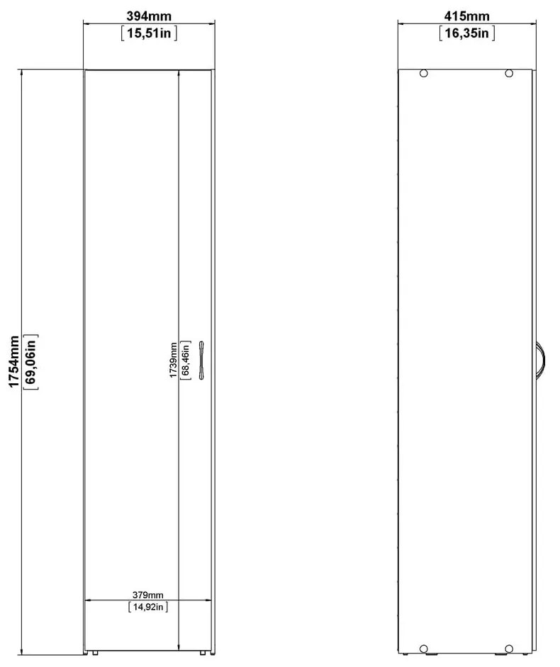 Șifonier alb 39x175 cm Space – Tvilum