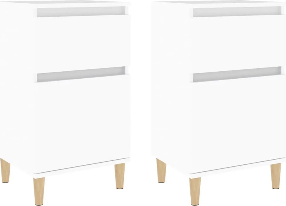 vidaXL Noptiere, 2 buc., alb, 40x35x70 cm