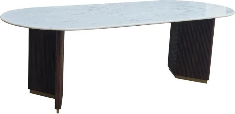 Masa ovala GATSBY 240cm lemn de mango, blat marmura alba