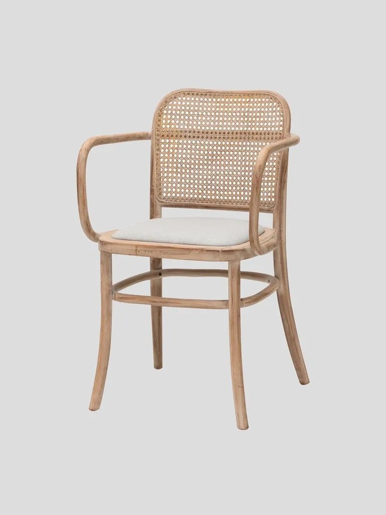 Scaun dining bej din rattan si panza Bruno