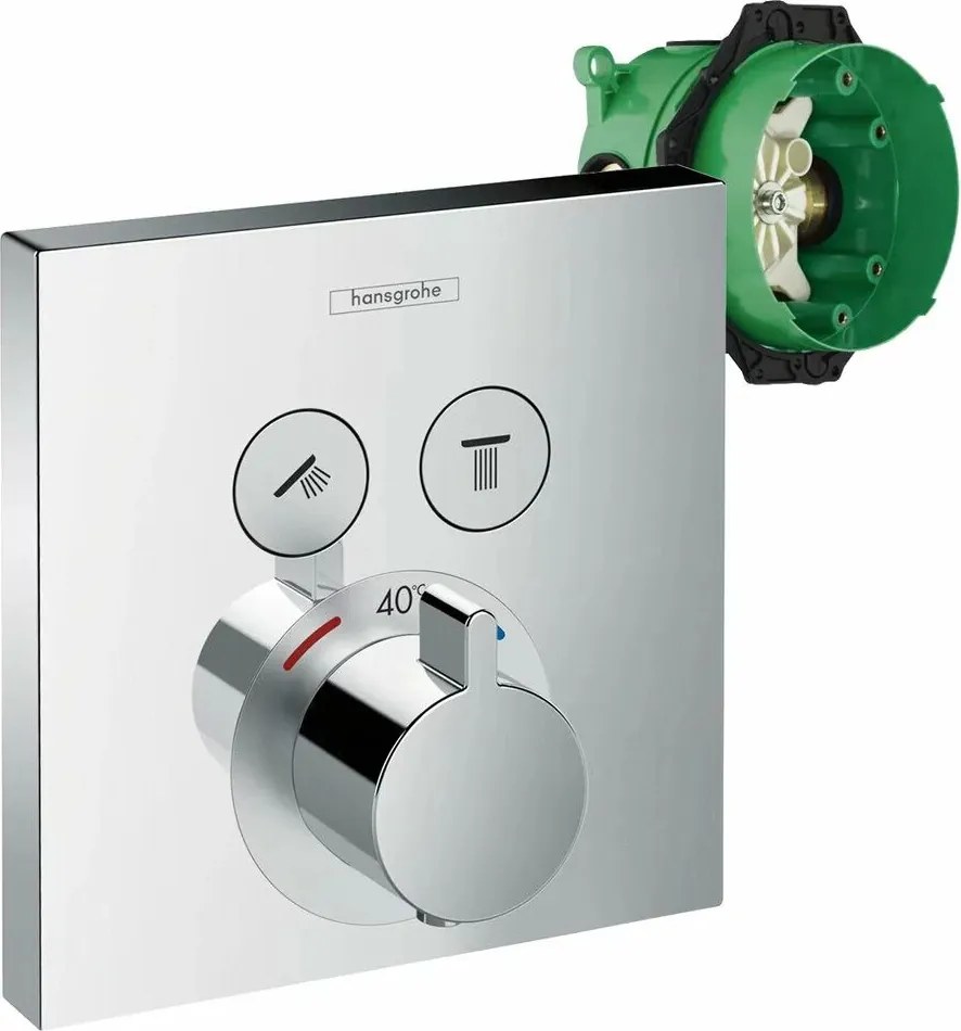 Baterie dus incastrata Hansgrohe ShowerSelect crom lucios 2 functii plus iBox