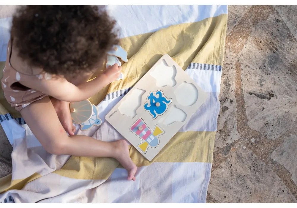 Puzzle (număr de piese 6) de inserat din lemn Ocean – Kindsgut