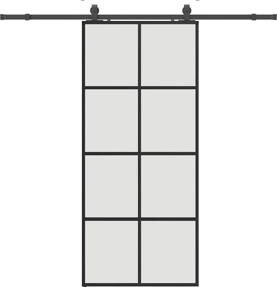 vidaXL Ușă glisantă cu set de feronerie neagră 90x205 cm Sticlă ESG