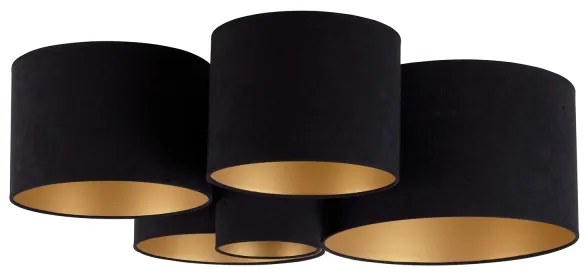 Duolla - Plafonieră ROLLER PENTO 5xE27/60W/230V negru/auriu