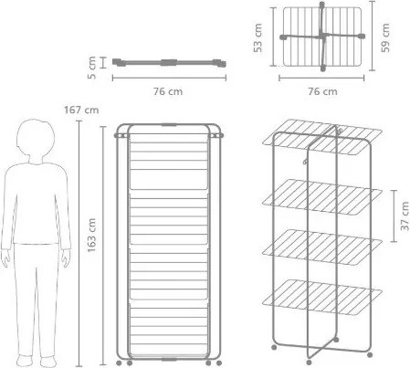 Uscător de rufe alb 30 m HangOn Tower – Brabantia