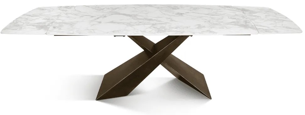 MIRABELLE -MASA BLAT ROTUNJIT CERAMICA ALB EXTENSIBILA -PICIOR METALIC BRONZ 160 cm/90 cm
