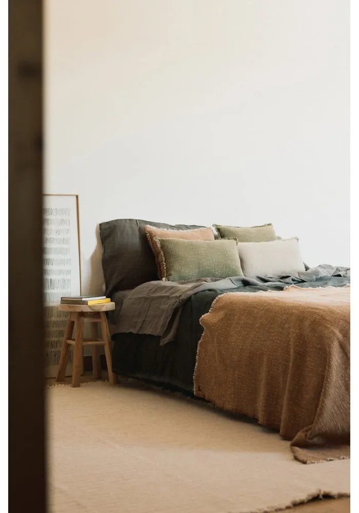 Pătură galben ocru din bumbac 130x180 cm Handloom – Lorena Canals