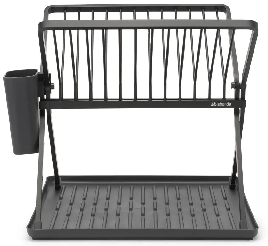 Scurgător de vase gri închis cu două nivele din metal 37x33 cm – Brabantia